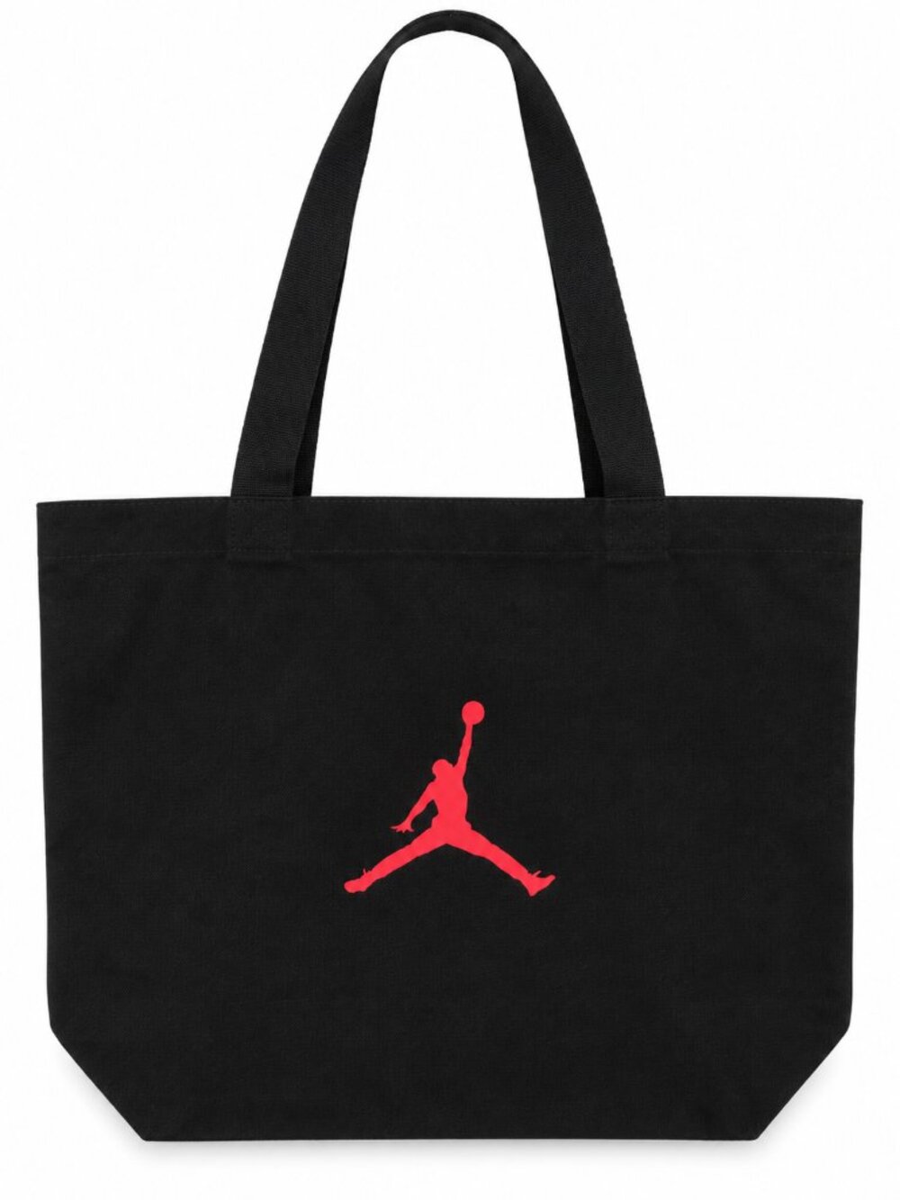 Jordan Jumpman Black Canvas Tote Bag Red Logo Shoulder Carryall Gym Shopper